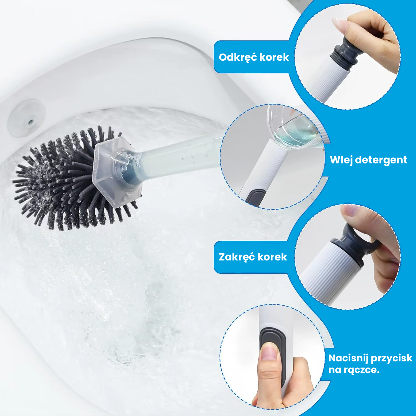 CleanPush - szczotka z dozownikiem na detergent